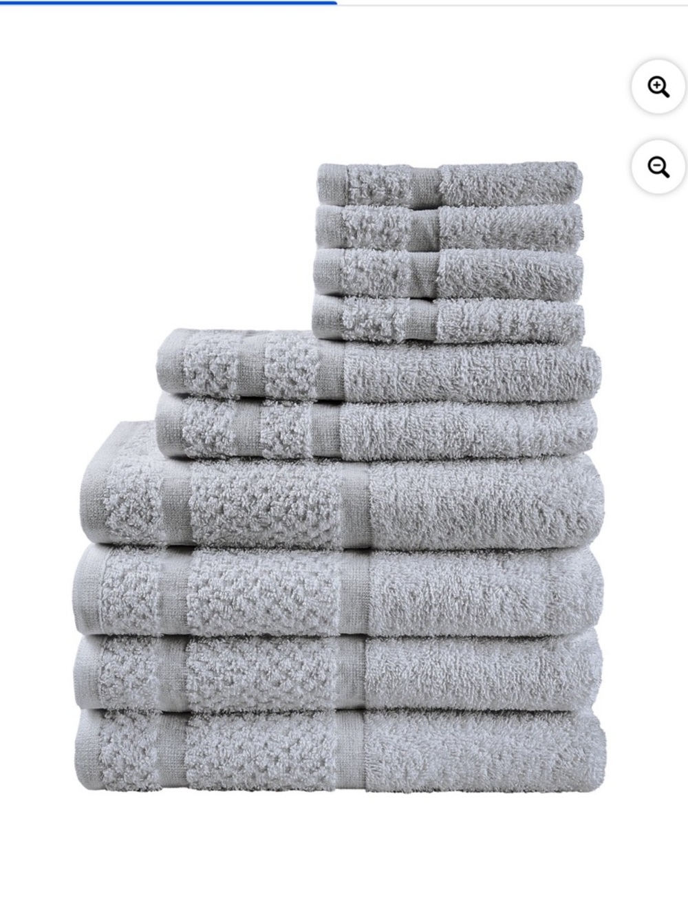 Luxury Absorbent Bath Towel Set - Light Gray 10 piece